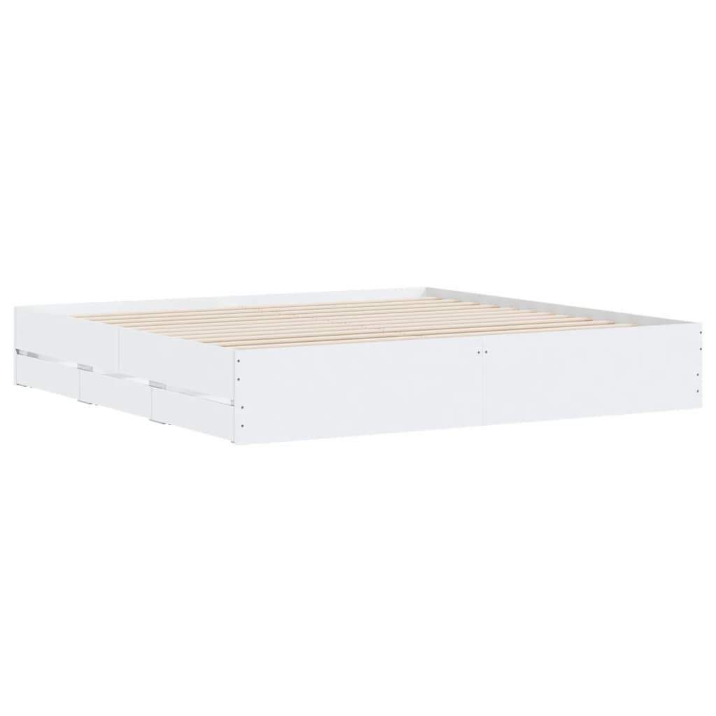 Bedframe met lades bewerkt hout wit 160x200 cm is nu te koop bij PeponiXL, paradijselijk wonen!