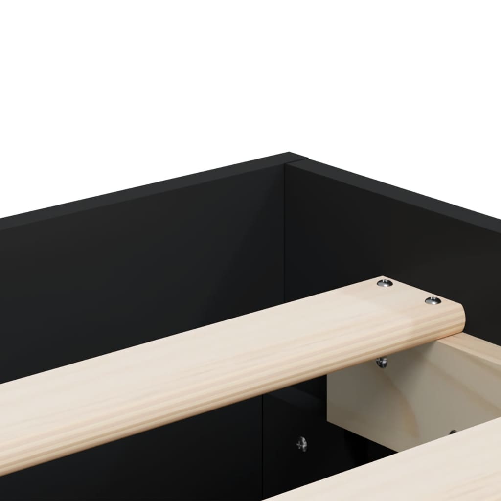 Bedframe met lades bewerkt hout zwart 160x200 cm is nu te koop bij PeponiXL, paradijselijk wonen!