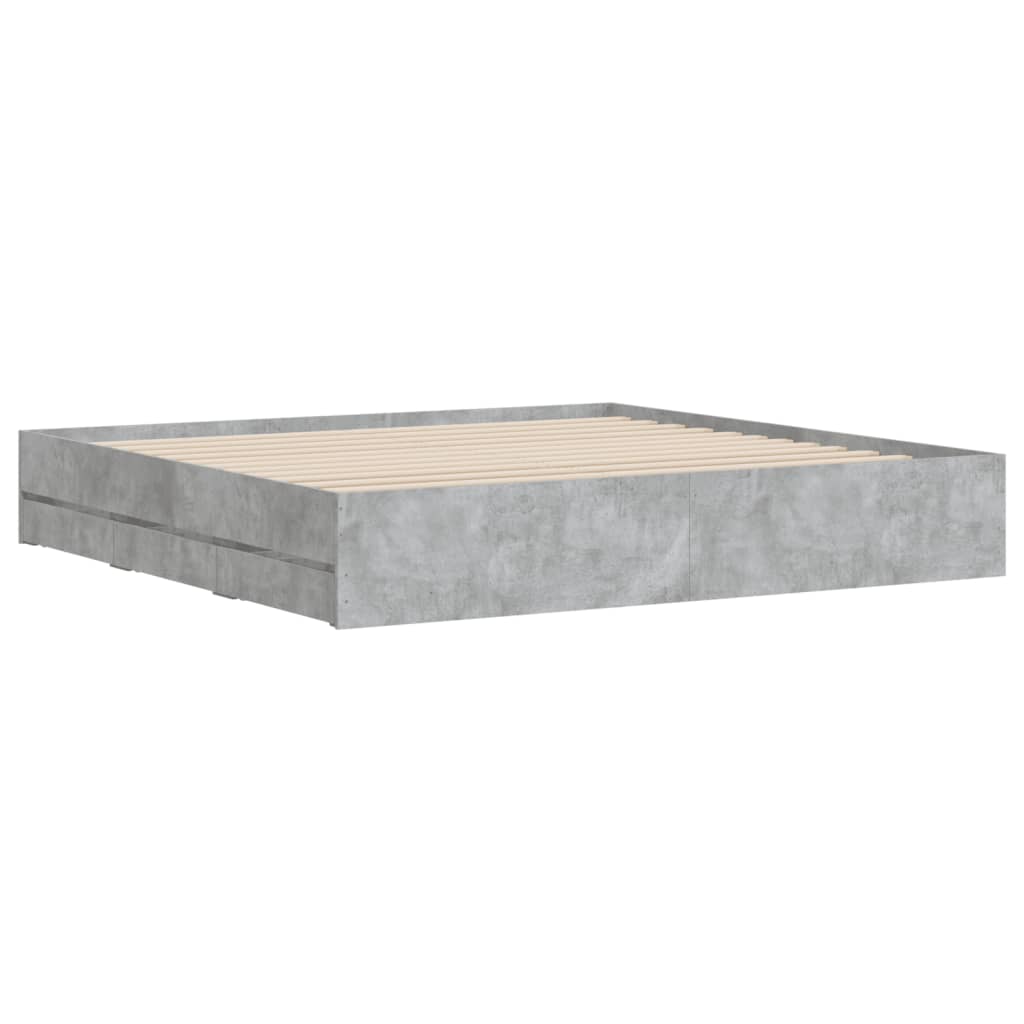Bedframe met lades bewerkt hout betongrijs 160x200 cm is nu te koop bij PeponiXL, paradijselijk wonen!