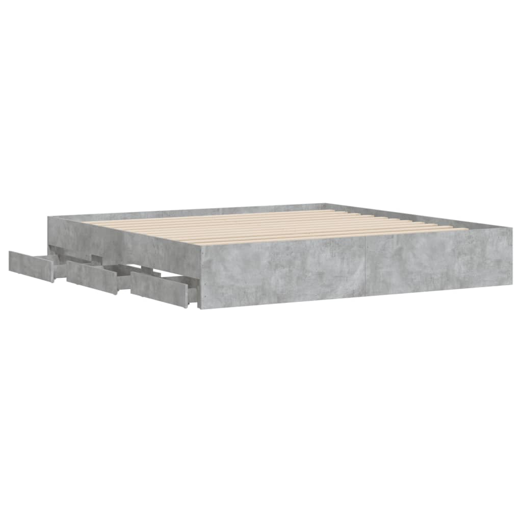 Bedframe met lades bewerkt hout betongrijs 160x200 cm is nu te koop bij PeponiXL, paradijselijk wonen!