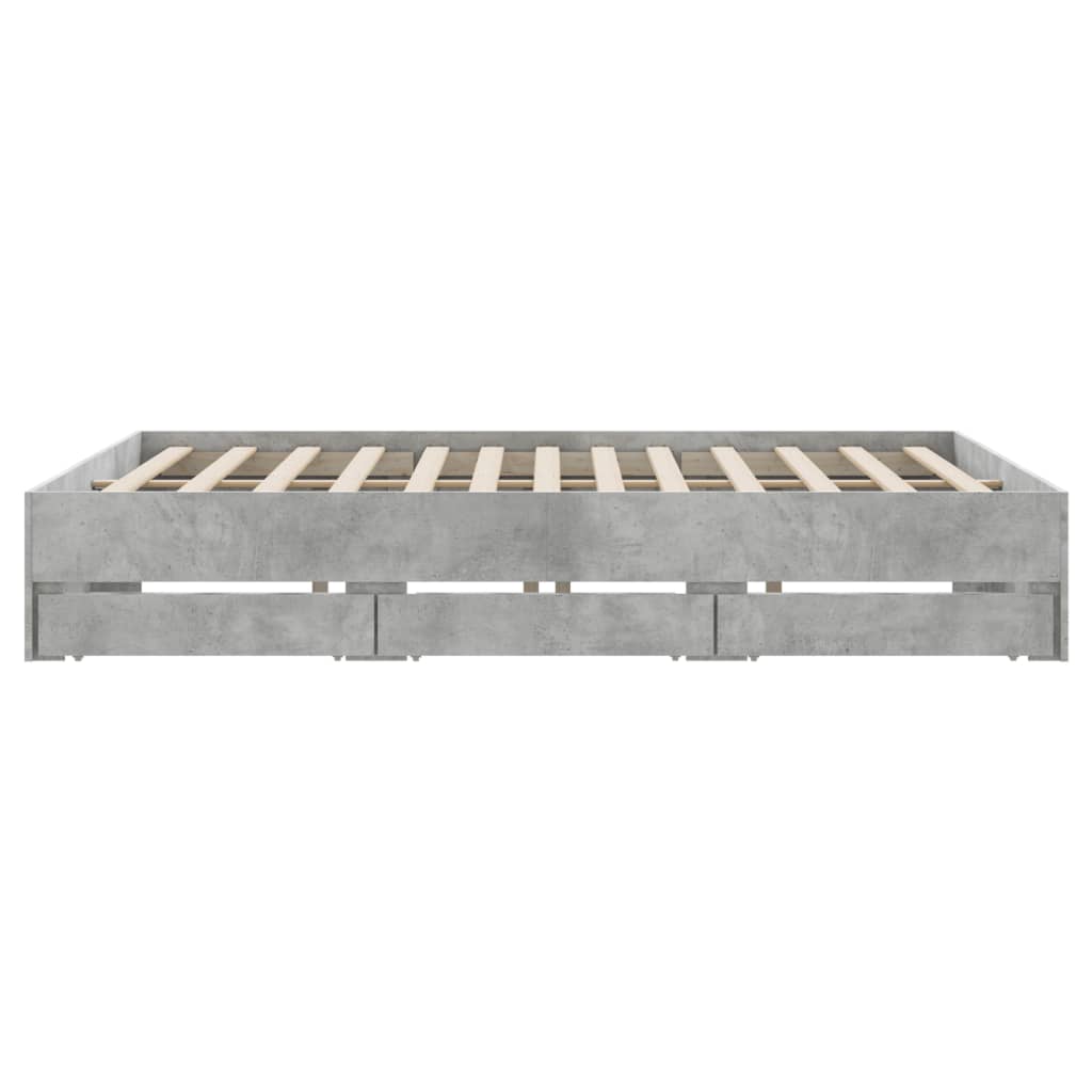 Bedframe met lades bewerkt hout betongrijs 160x200 cm is nu te koop bij PeponiXL, paradijselijk wonen!