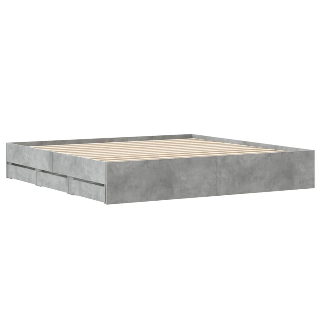 Bedframe met lades bewerkt hout betongrijs 160x200 cm is nu te koop bij PeponiXL, paradijselijk wonen!