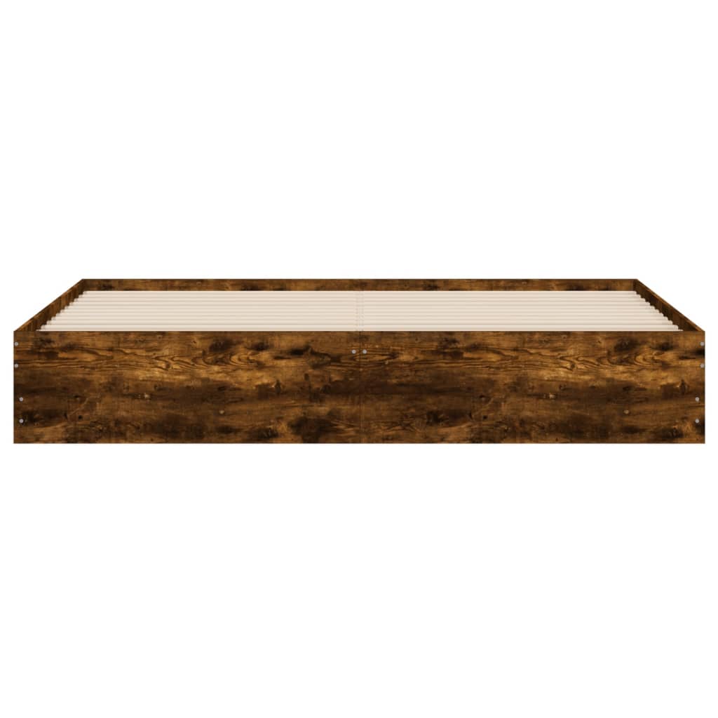 Bedframe met lades bewerkt hout gerookt eikenkleurig 160x200 cm is nu te koop bij PeponiXL, paradijselijk wonen!
