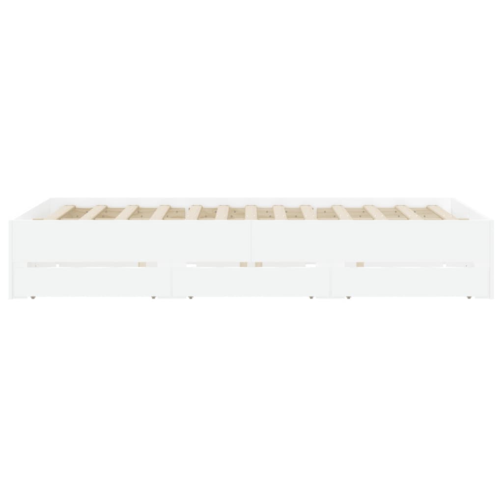 Bedframe met lades bewerkt hout wit 150x200 cm is nu te koop bij PeponiXL, paradijselijk wonen!