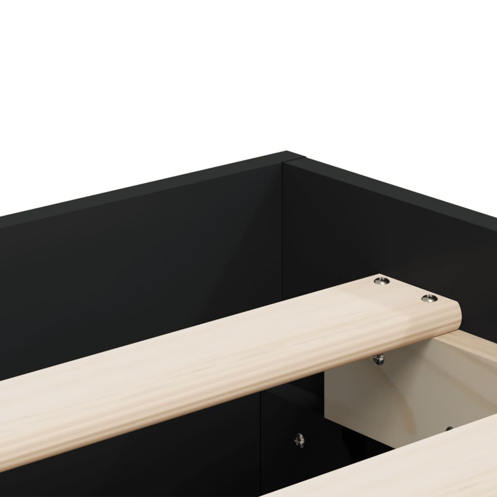 Bedframe met lades bewerkt hout zwart 150x200 cm is nu te koop bij PeponiXL, paradijselijk wonen!