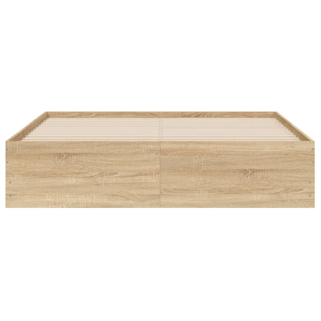 Bedframe met lades bewerkt hout sonoma eikenkleurig 150x200 cm is nu te koop bij PeponiXL, paradijselijk wonen!