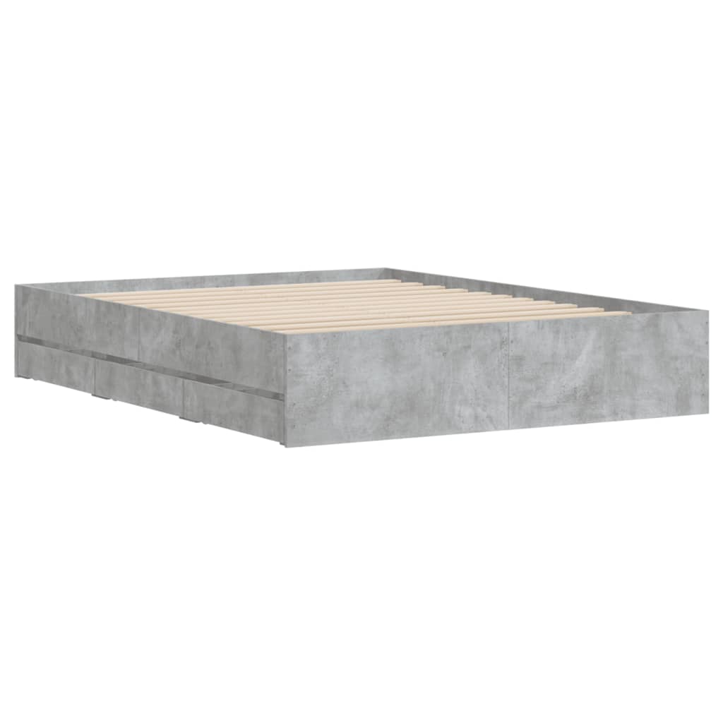 Bedframe met lades bewerkt hout betongrijs 150x200 cm is nu te koop bij PeponiXL, paradijselijk wonen!