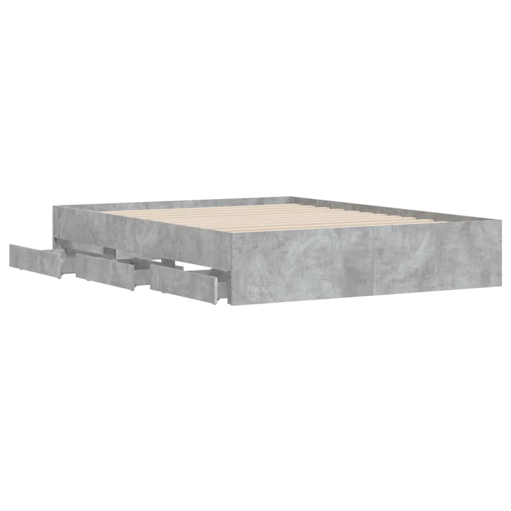 Bedframe met lades bewerkt hout betongrijs 150x200 cm is nu te koop bij PeponiXL, paradijselijk wonen!