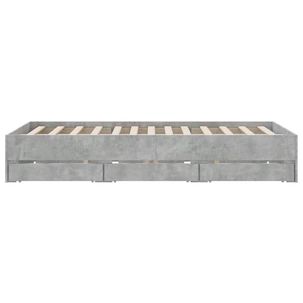 Bedframe met lades bewerkt hout betongrijs 150x200 cm is nu te koop bij PeponiXL, paradijselijk wonen!