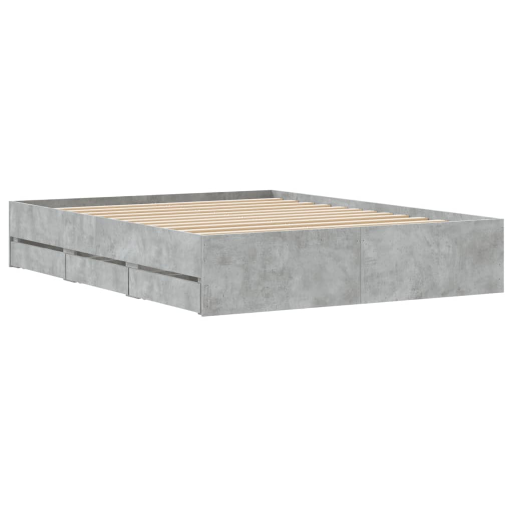 Bedframe met lades bewerkt hout betongrijs 150x200 cm is nu te koop bij PeponiXL, paradijselijk wonen!