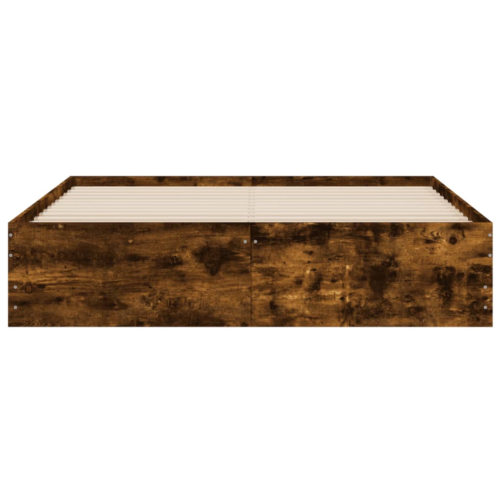 Bedframe met lades bewerkt hout gerookt eikenkleurig 150x200 cm is nu te koop bij PeponiXL, paradijselijk wonen!