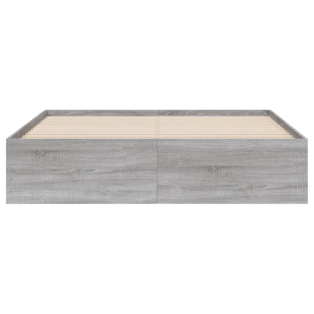 Bedframe met lades bewerkt hout grijs sonoma eiken 150x200 cm is nu te koop bij PeponiXL, paradijselijk wonen!