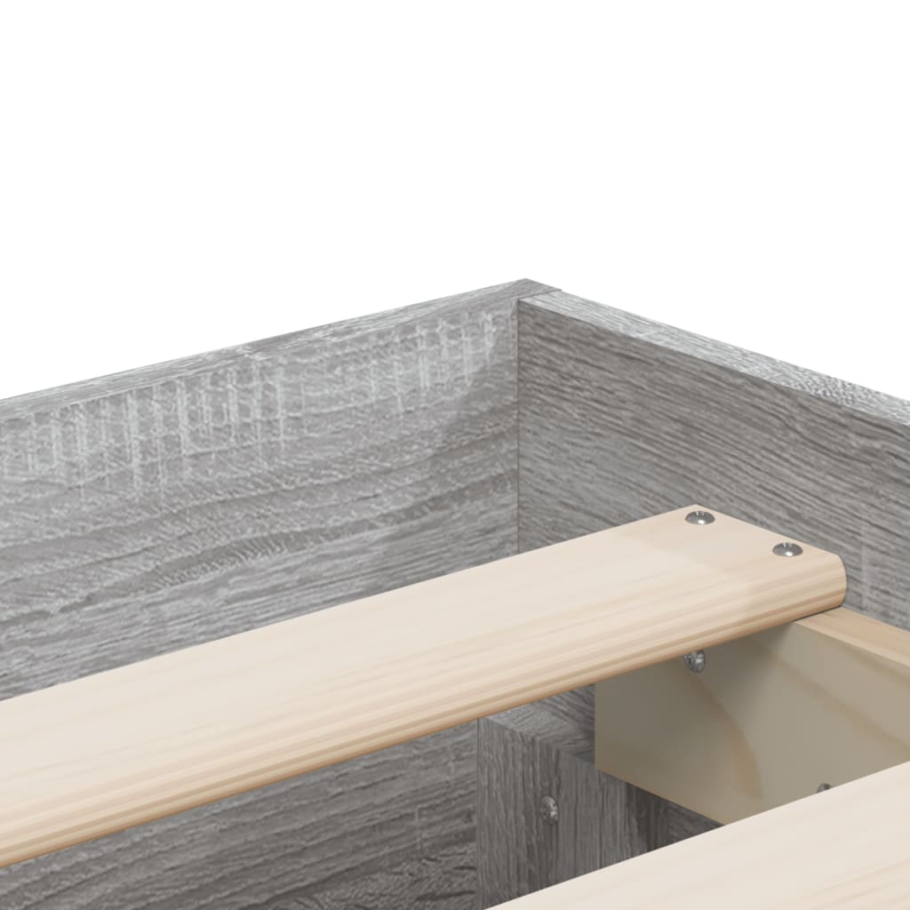 Bedframe met lades bewerkt hout grijs sonoma eiken 150x200 cm is nu te koop bij PeponiXL, paradijselijk wonen!