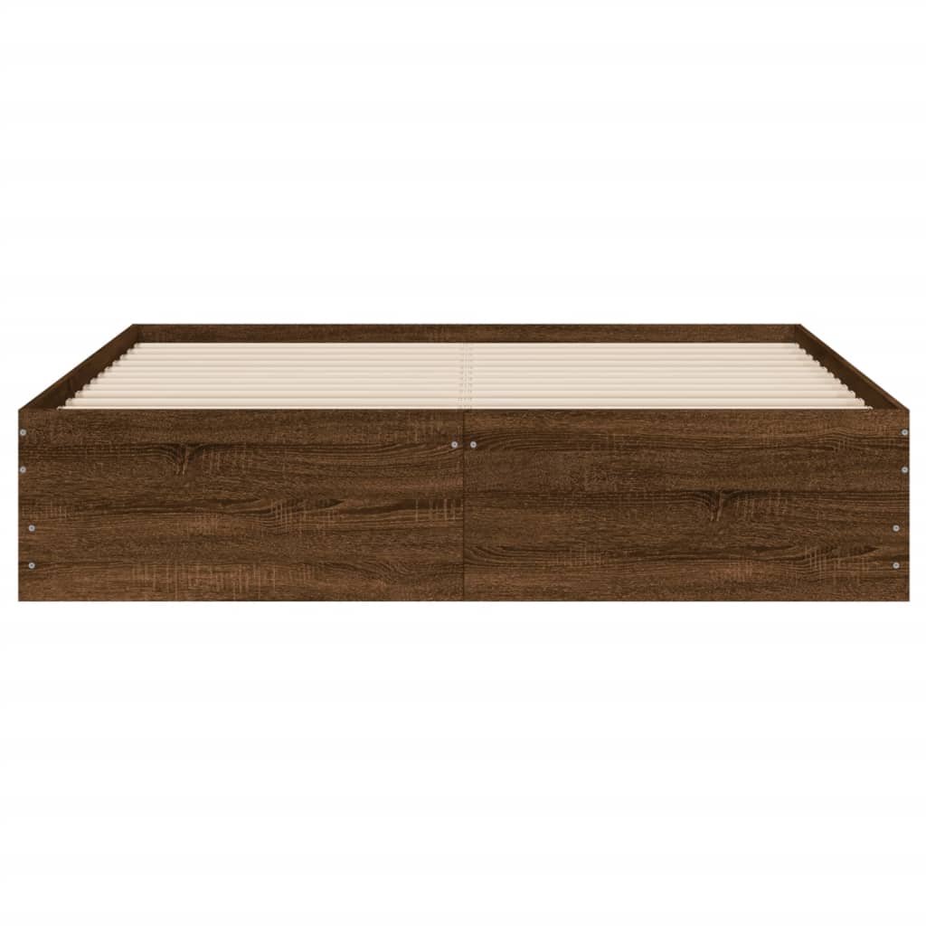 Bedframe met lades bewerkt hout bruin eikenkleur 150x200 cm is nu te koop bij PeponiXL, paradijselijk wonen!