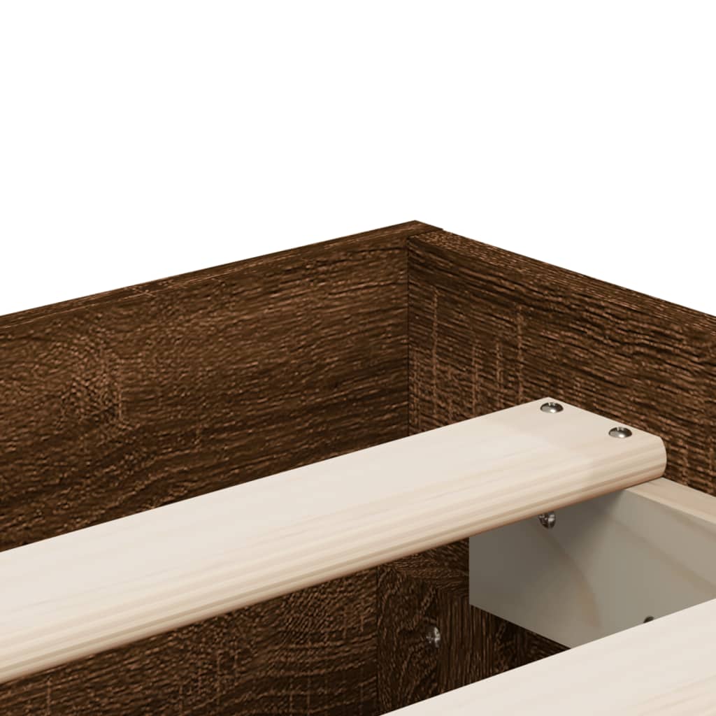 Bedframe met lades bewerkt hout bruin eikenkleur 150x200 cm is nu te koop bij PeponiXL, paradijselijk wonen!