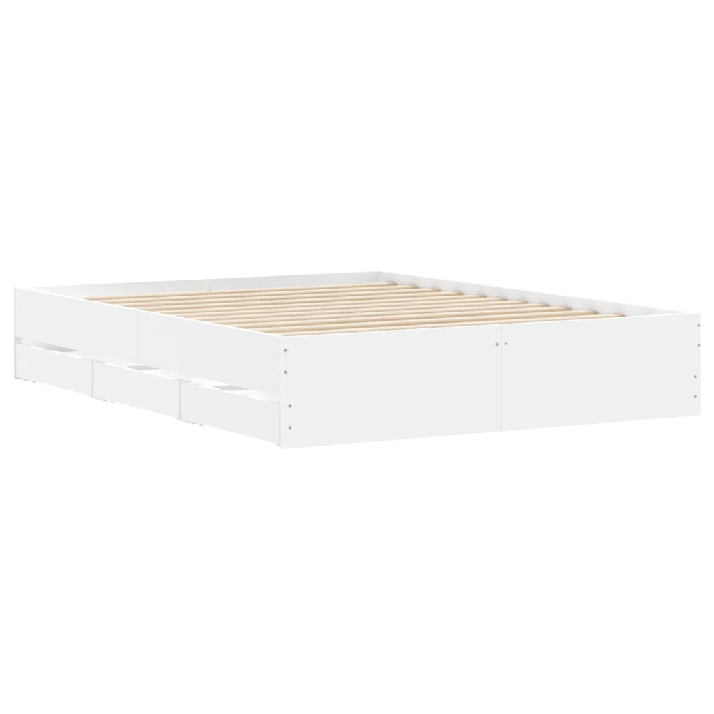 Bedframe met lades bewerkt hout wit 140x200 cm is nu te koop bij PeponiXL, paradijselijk wonen!