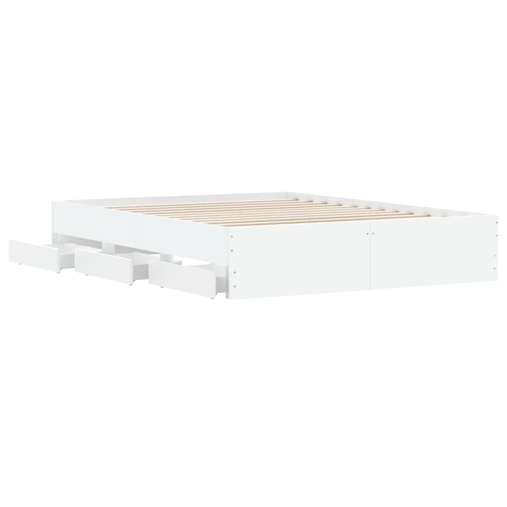 Bedframe met lades bewerkt hout wit 140x200 cm is nu te koop bij PeponiXL, paradijselijk wonen!