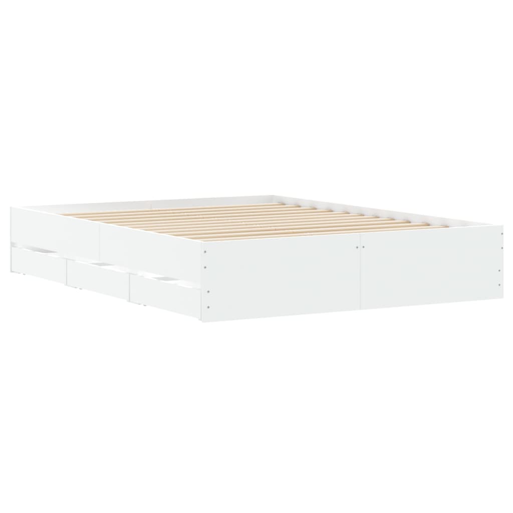 Bedframe met lades bewerkt hout wit 140x200 cm is nu te koop bij PeponiXL, paradijselijk wonen!