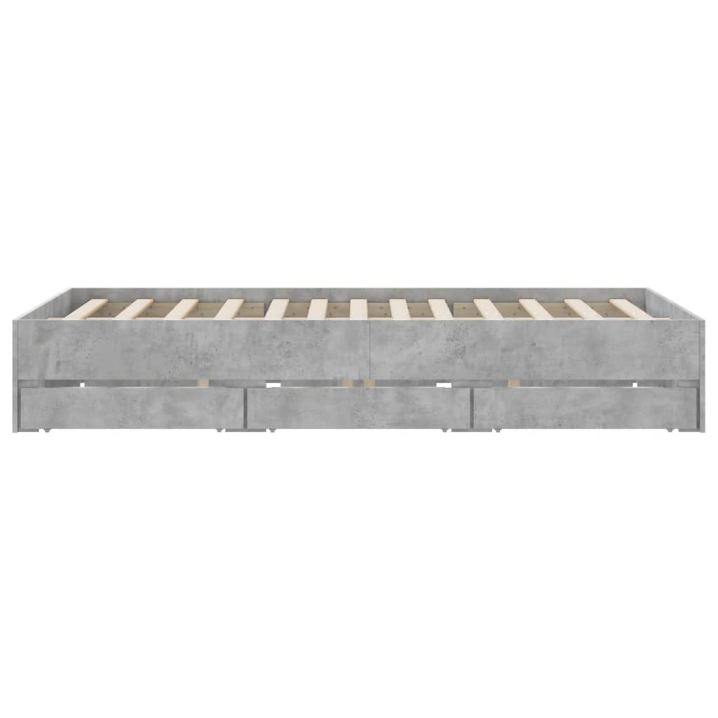 Bedframe met lades bewerkt hout betongrijs 140x200 cm is nu te koop bij PeponiXL, paradijselijk wonen!