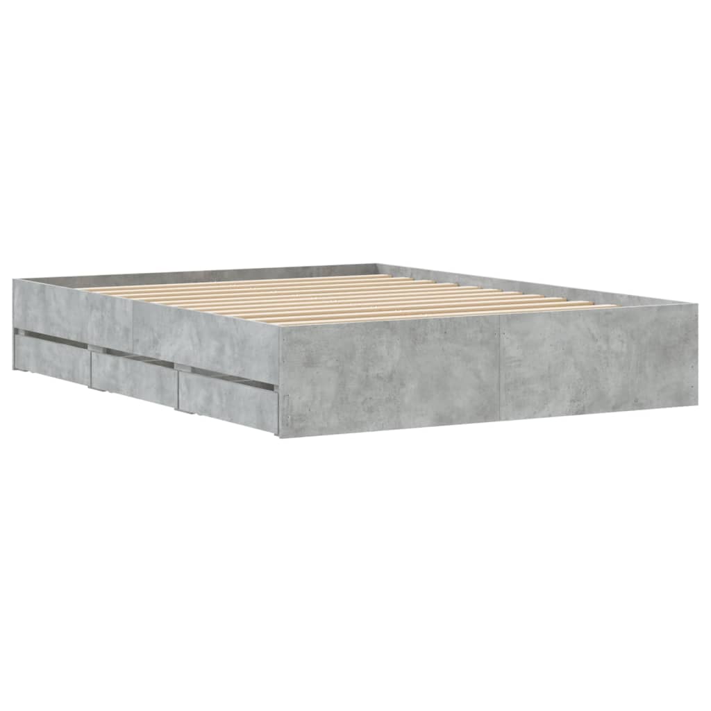 Bedframe met lades bewerkt hout betongrijs 140x200 cm is nu te koop bij PeponiXL, paradijselijk wonen!