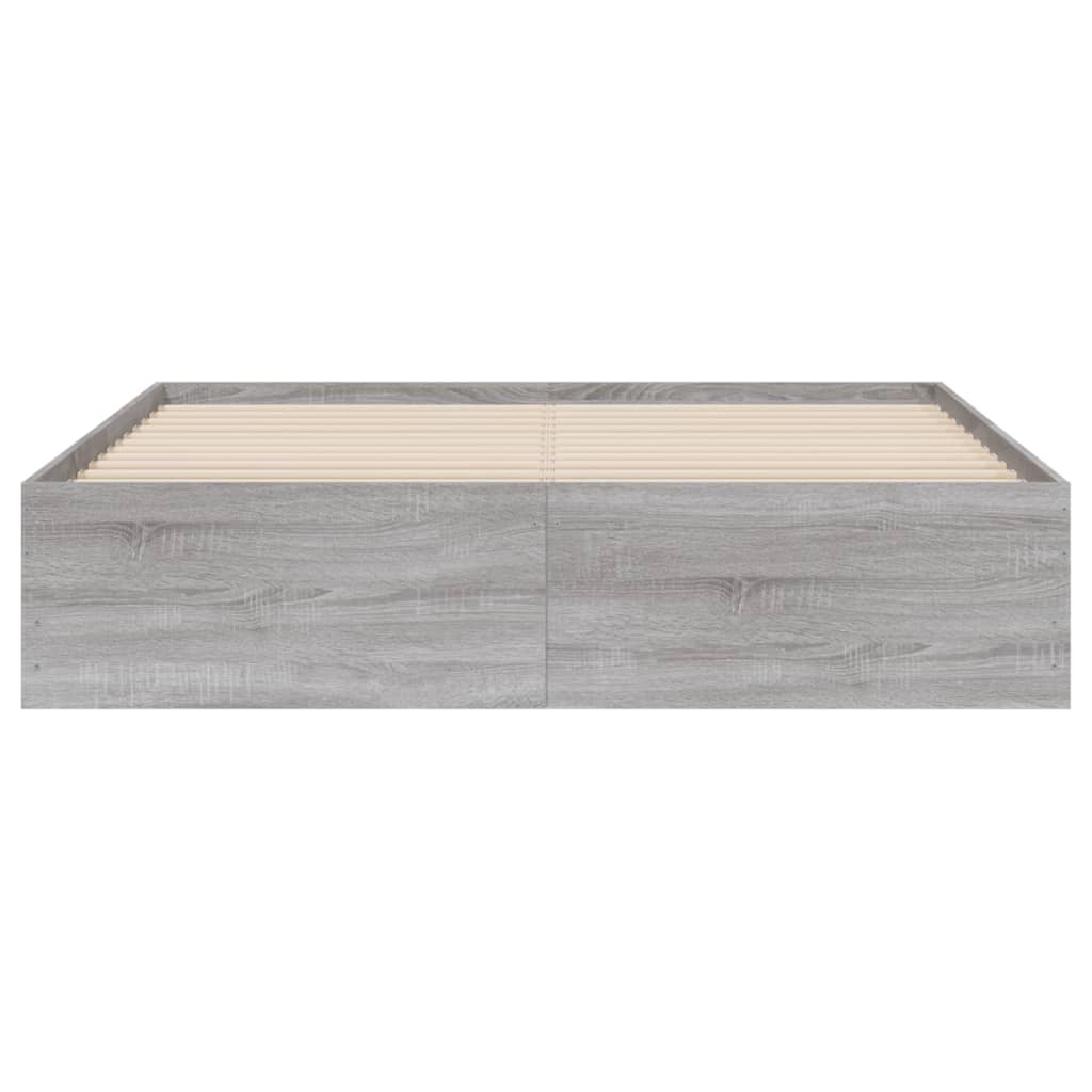 Bedframe met lades bewerkt hout grijs sonoma eiken 140x200 cm is nu te koop bij PeponiXL, paradijselijk wonen!