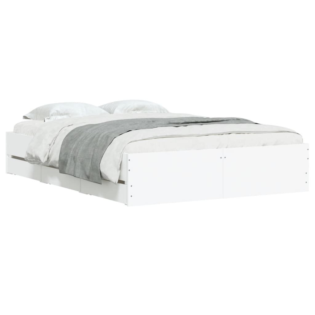 Bedframe met lades bewerkt hout wit 120x200 cm is nu te koop bij PeponiXL, paradijselijk wonen!