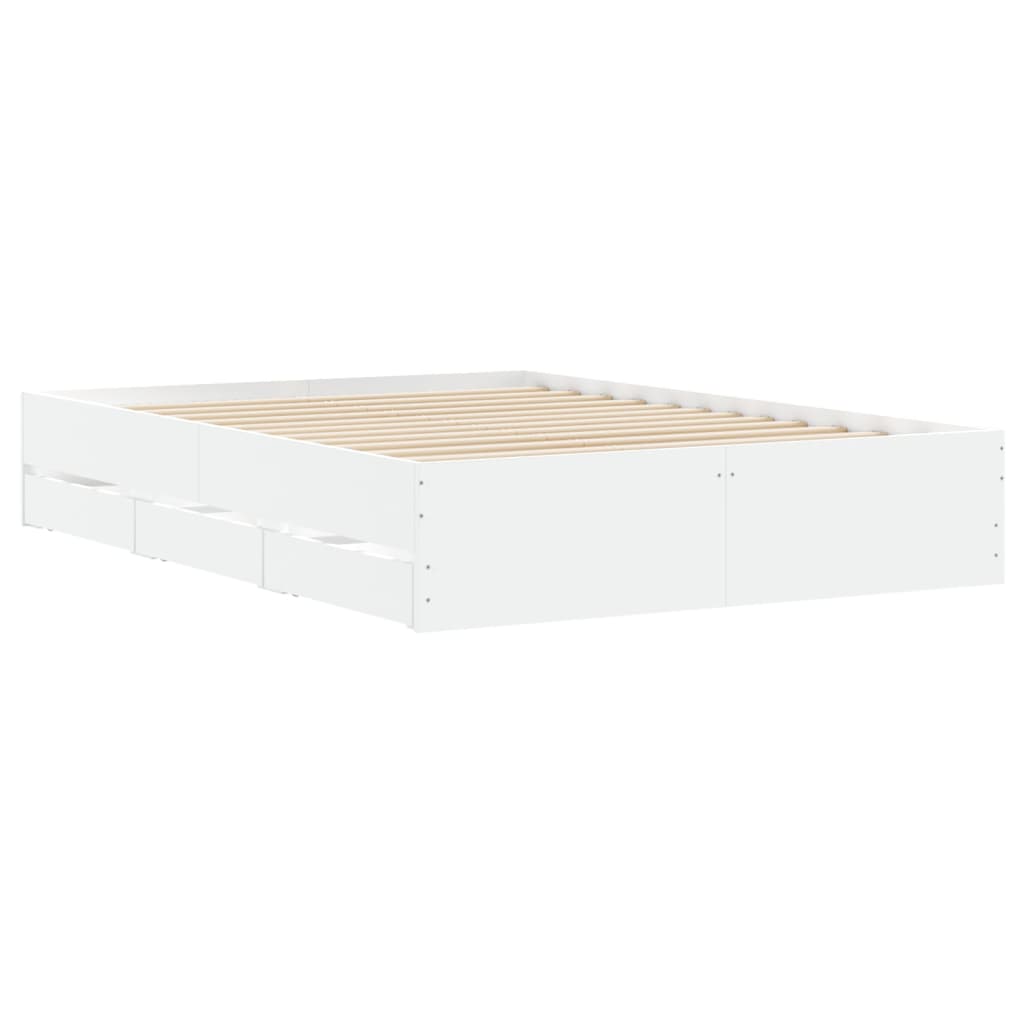 Bedframe met lades bewerkt hout wit 120x200 cm is nu te koop bij PeponiXL, paradijselijk wonen!