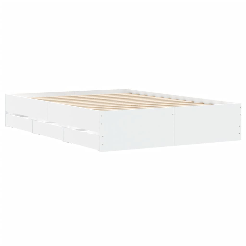 Bedframe met lades bewerkt hout wit 120x200 cm is nu te koop bij PeponiXL, paradijselijk wonen!