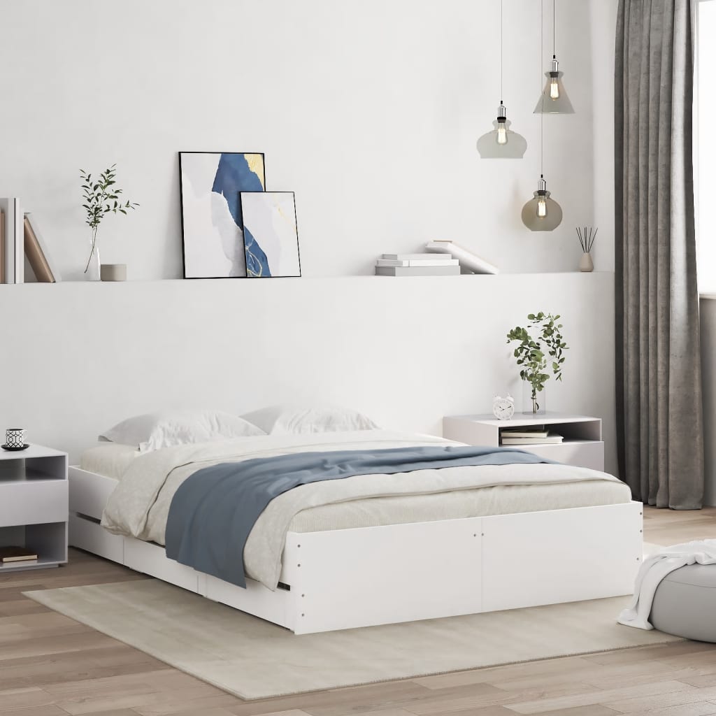 Bedframe met lades bewerkt hout wit 120x200 cm is nu te koop bij PeponiXL, paradijselijk wonen!