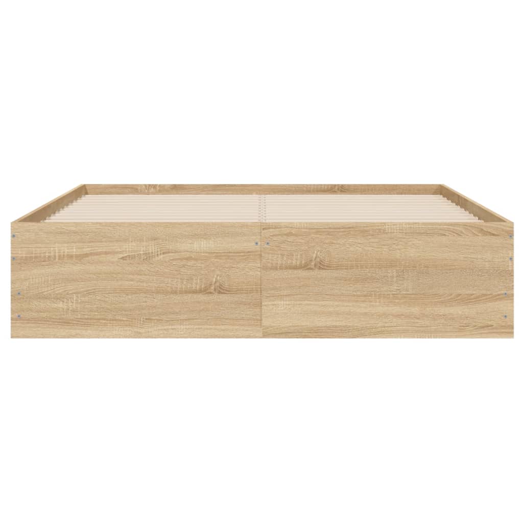 Bedframe met lades bewerkt hout sonoma eikenkleurig 120x200 cm is nu te koop bij PeponiXL, paradijselijk wonen!