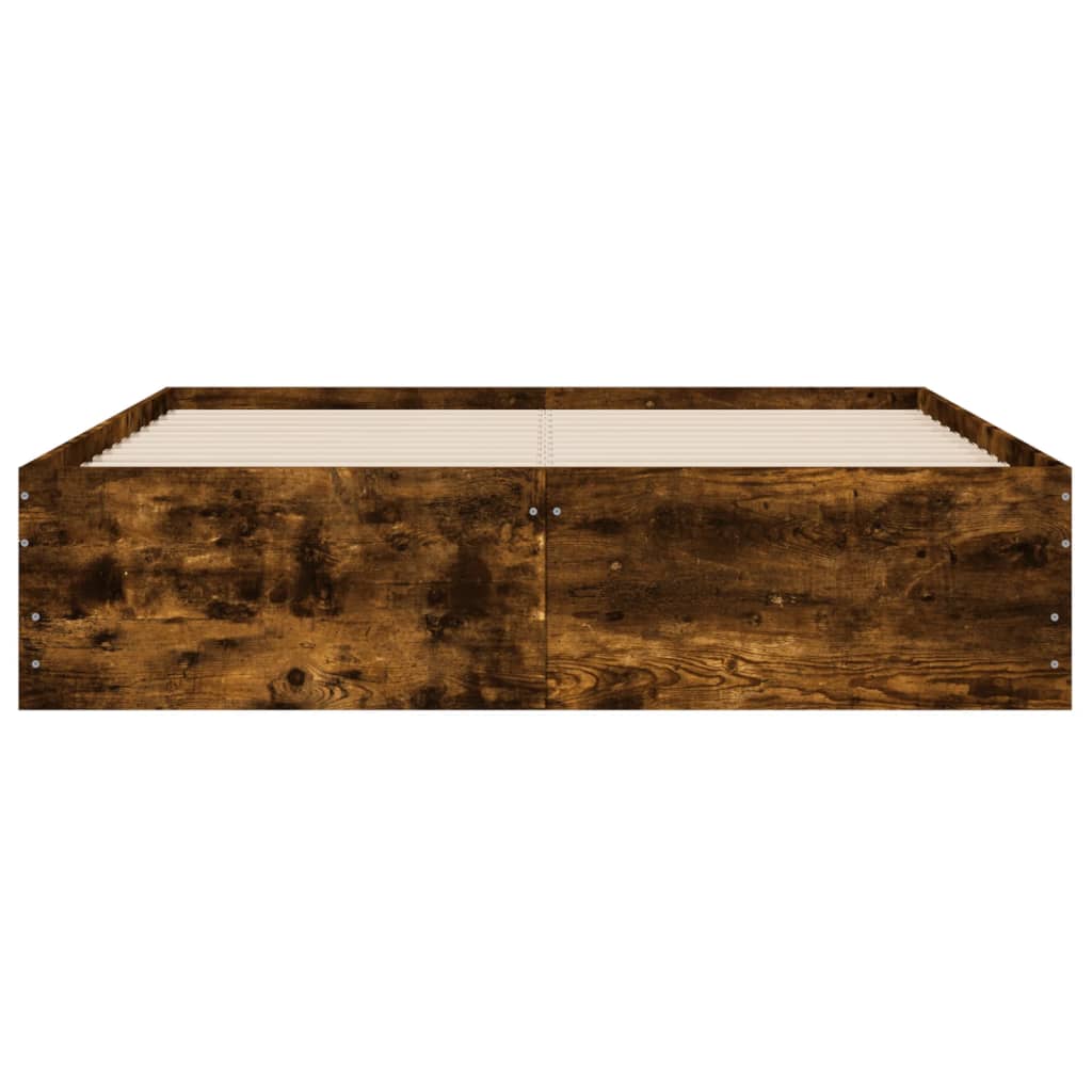 Bedframe met lades bewerkt hout gerookt eikenkleurig 120x200 cm is nu te koop bij PeponiXL, paradijselijk wonen!