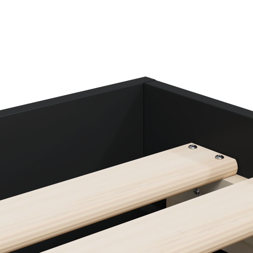 Bedframe met lades bewerkt hout zwart 100x200 cm is nu te koop bij PeponiXL, paradijselijk wonen!