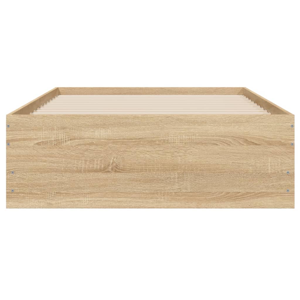 Bedframe met lades bewerkt hout sonoma eikenkleurig 100x200 cm is nu te koop bij PeponiXL, paradijselijk wonen!