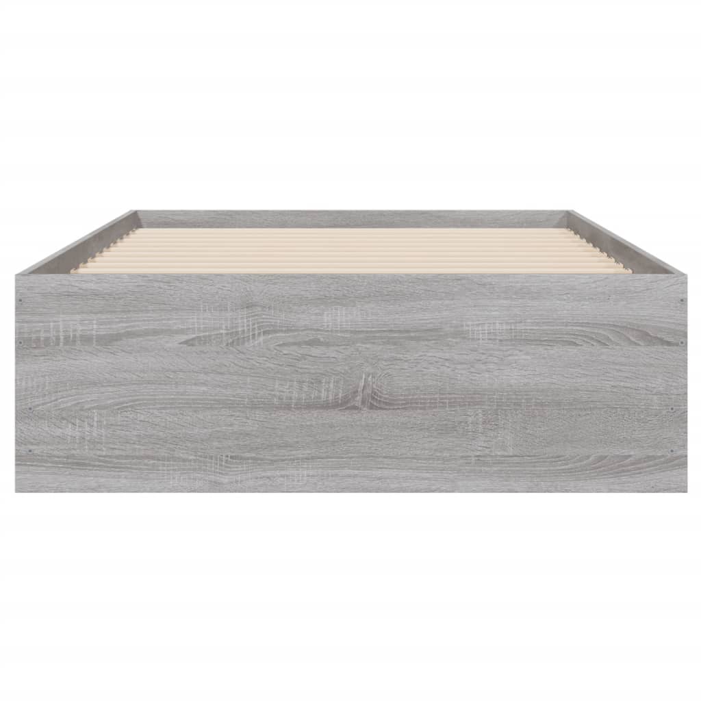 Bedframe met lades bewerkt hout grijs sonoma eiken 100x200 cm is nu te koop bij PeponiXL, paradijselijk wonen!