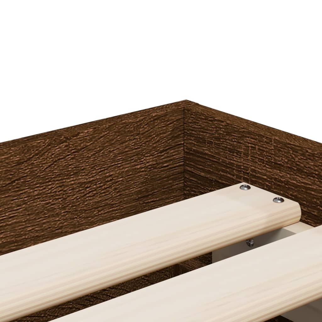 Bedframe met lades bewerkt hout bruin eikenkleur 100x200 cm is nu te koop bij PeponiXL, paradijselijk wonen!