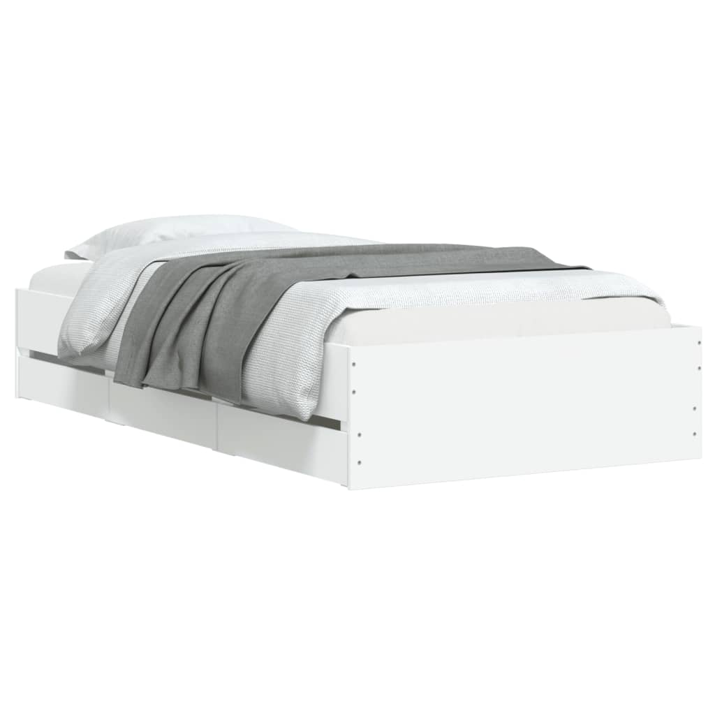 Bedframe met lades bewerkt hout wit 90x200 cm is nu te koop bij PeponiXL, paradijselijk wonen!