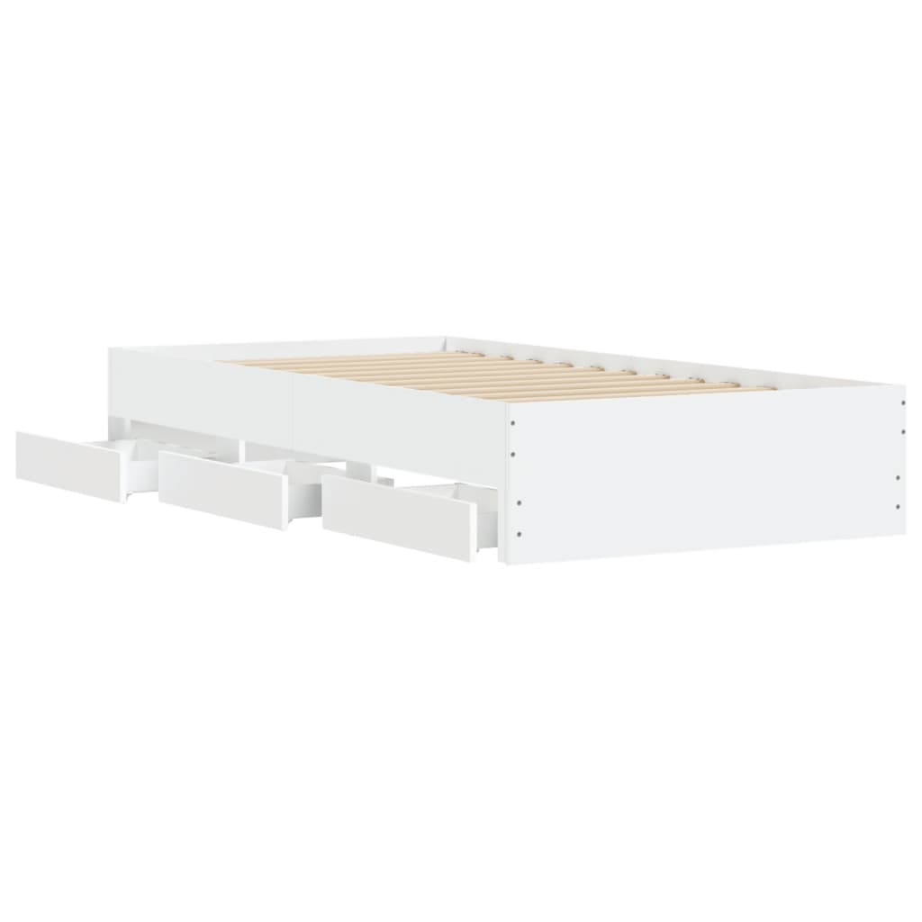 Bedframe met lades bewerkt hout wit 90x200 cm is nu te koop bij PeponiXL, paradijselijk wonen!