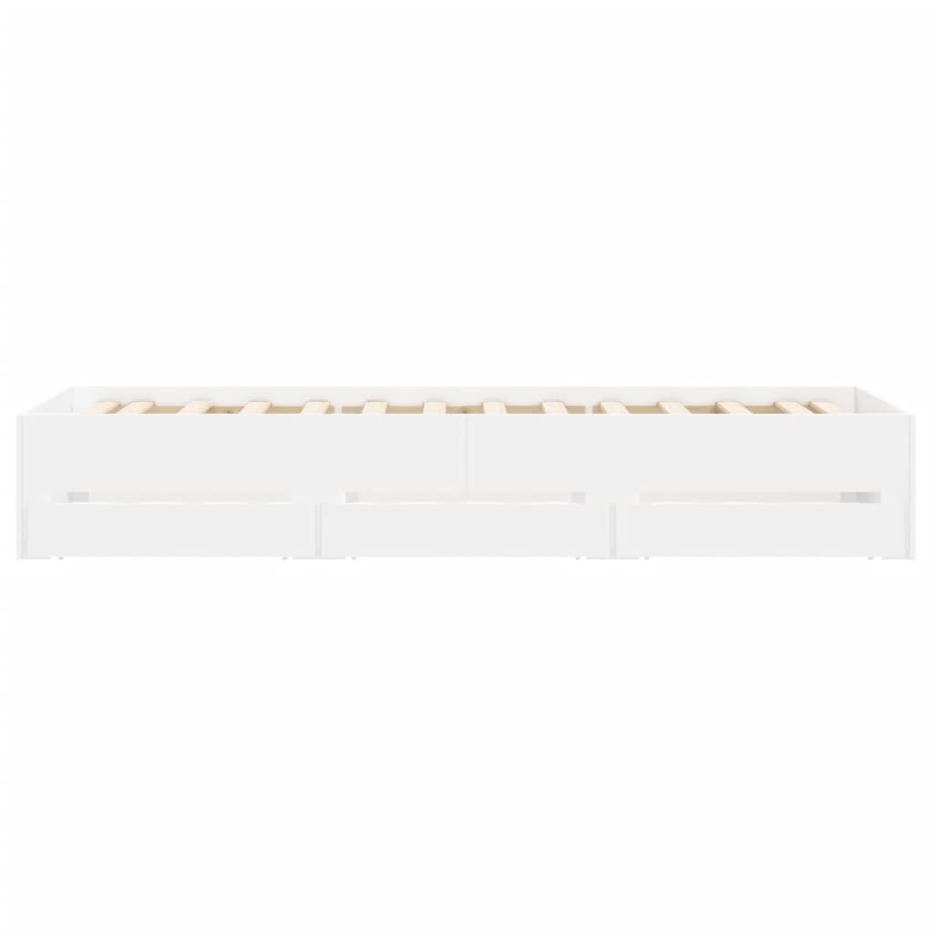 Bedframe met lades bewerkt hout wit 90x200 cm is nu te koop bij PeponiXL, paradijselijk wonen!