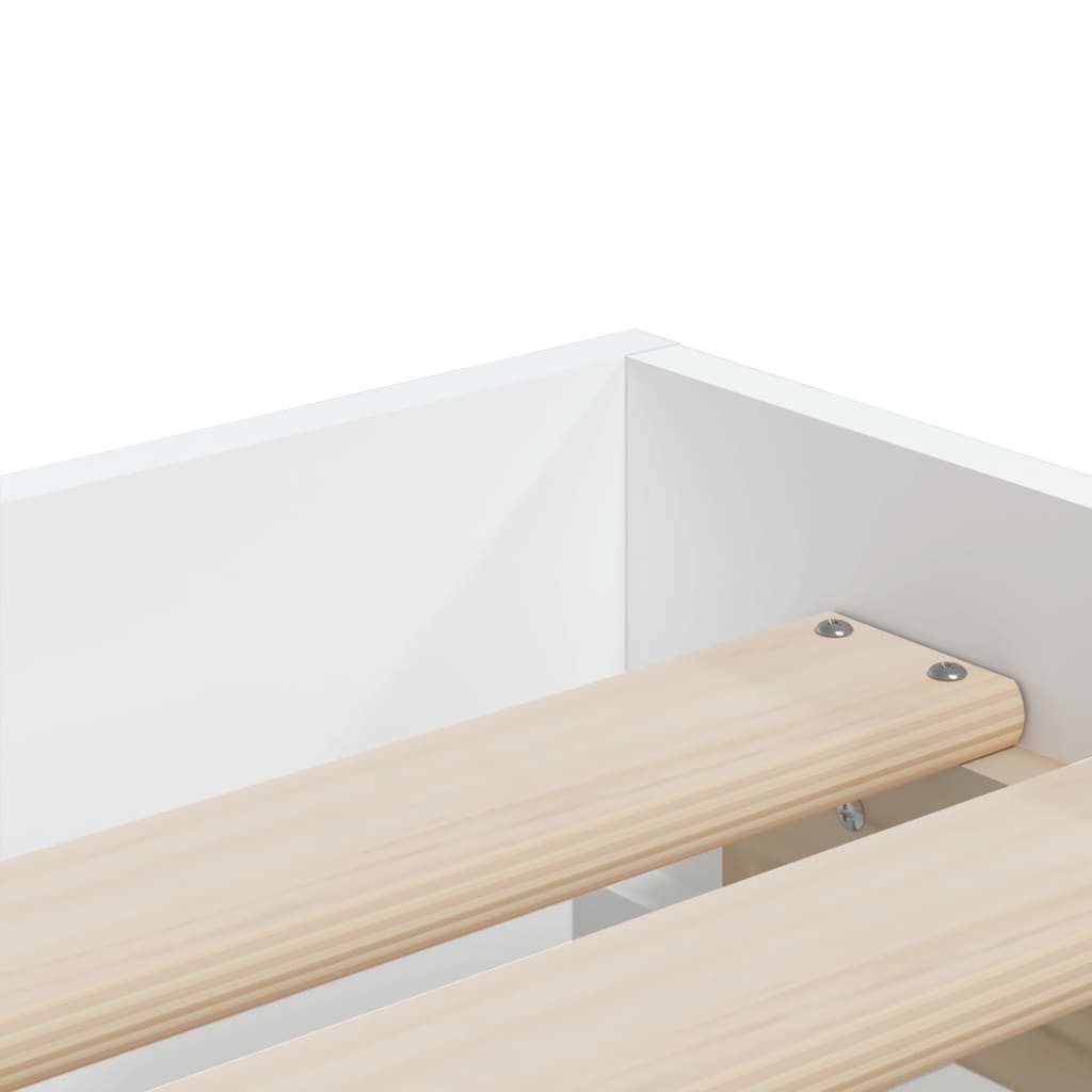 Bedframe met lades bewerkt hout wit 90x200 cm is nu te koop bij PeponiXL, paradijselijk wonen!