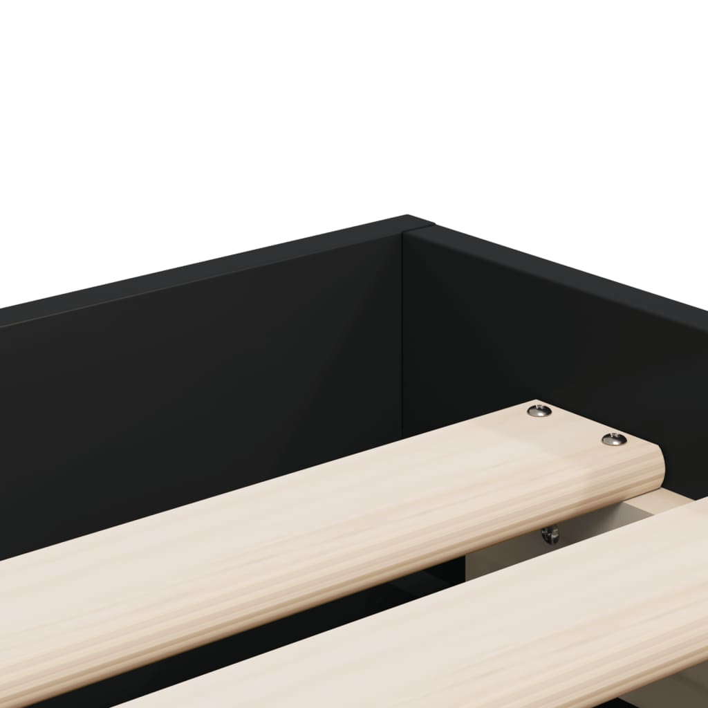 Bedframe met lades bewerkt hout zwart 90x200 cm is nu te koop bij PeponiXL, paradijselijk wonen!