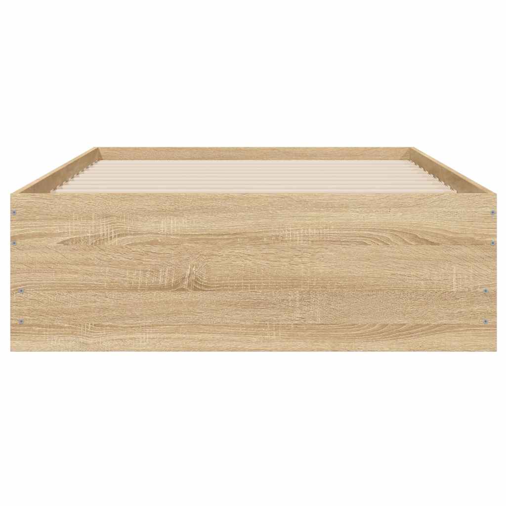 Bedframe met lades bewerkt hout sonoma eikenkleurig 90x200 cm is nu te koop bij PeponiXL, paradijselijk wonen!