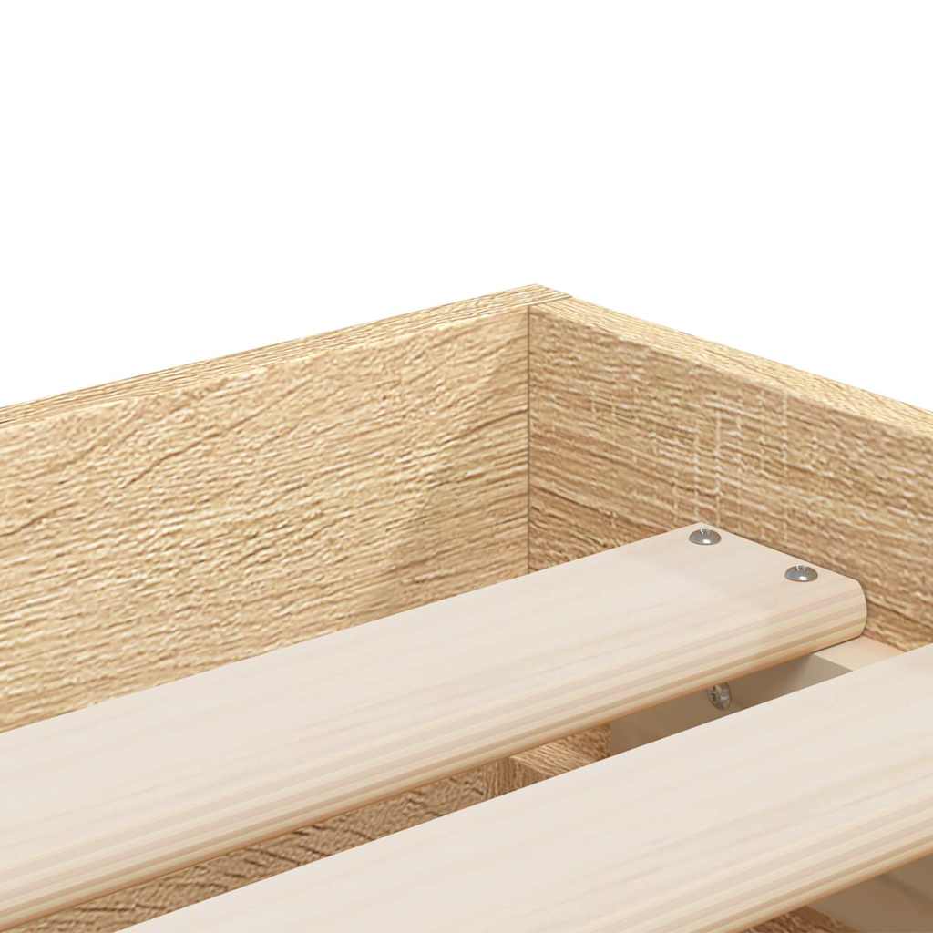 Bedframe met lades bewerkt hout sonoma eikenkleurig 90x200 cm is nu te koop bij PeponiXL, paradijselijk wonen!