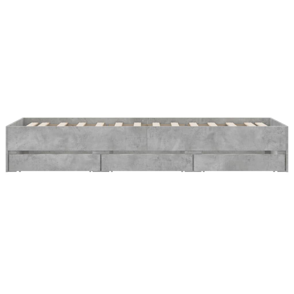Bedframe met lades bewerkt hout betongrijs 90x200 cm is nu te koop bij PeponiXL, paradijselijk wonen!