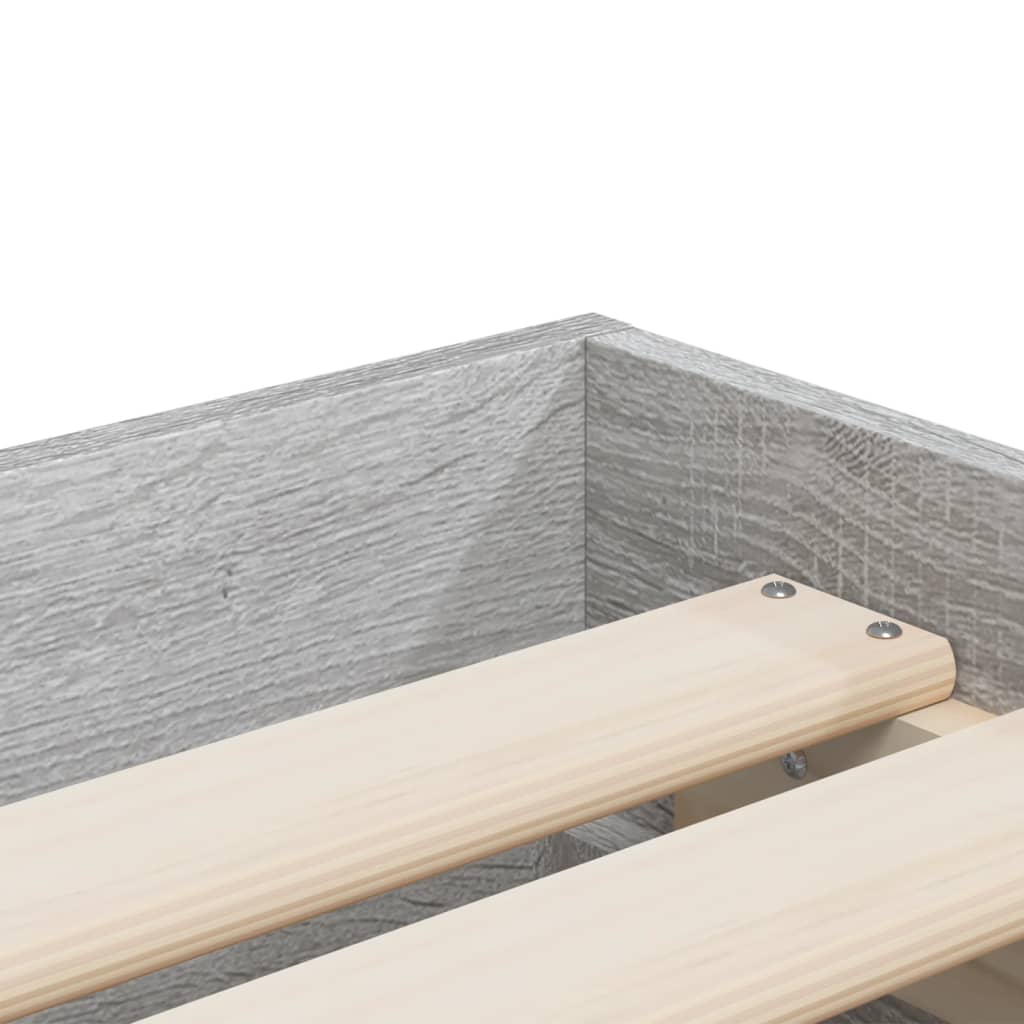 Bedframe met lades bewerkt hout grijs sonoma eiken 90x200 cm is nu te koop bij PeponiXL, paradijselijk wonen!