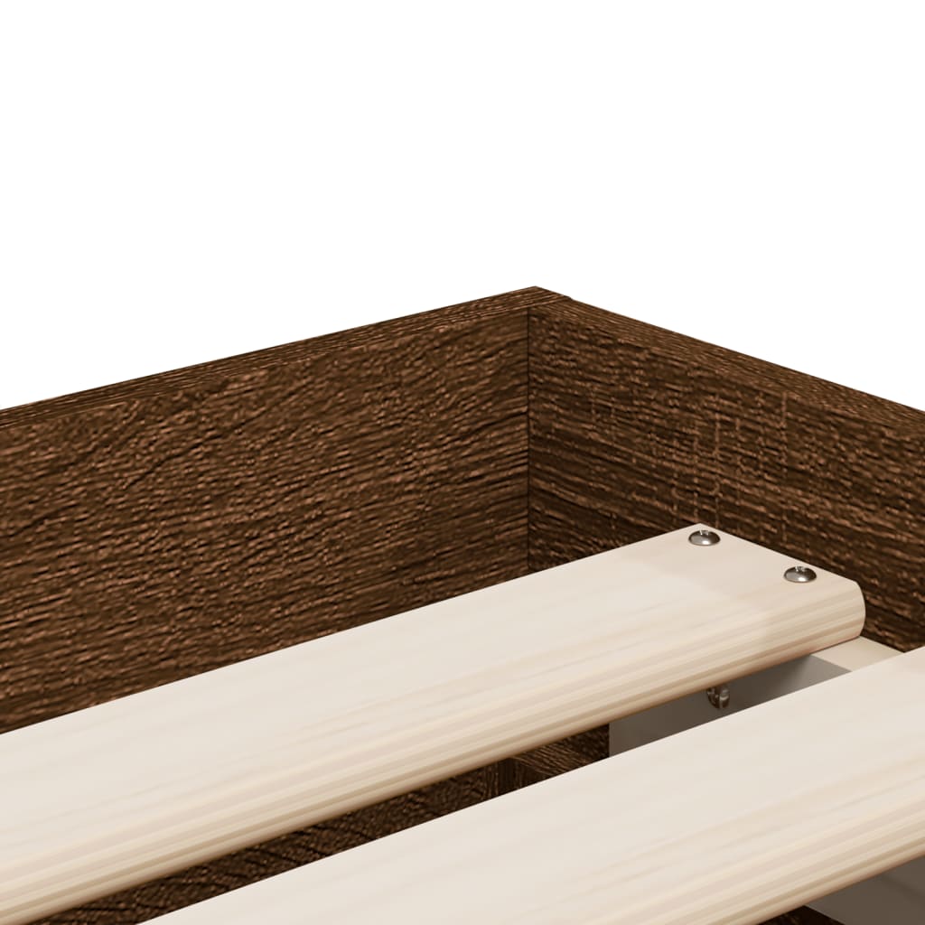 Bedframe met lades bewerkt hout bruin eikenkleur 90x200 cm is nu te koop bij PeponiXL, paradijselijk wonen!