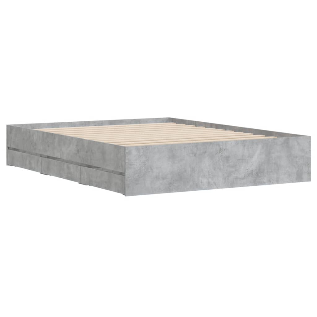 Bedframe met lades bewerkt hout betongrijs 140x190 cm is nu te koop bij PeponiXL, paradijselijk wonen!