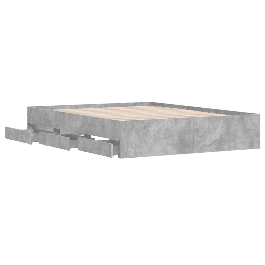 Bedframe met lades bewerkt hout betongrijs 140x190 cm is nu te koop bij PeponiXL, paradijselijk wonen!