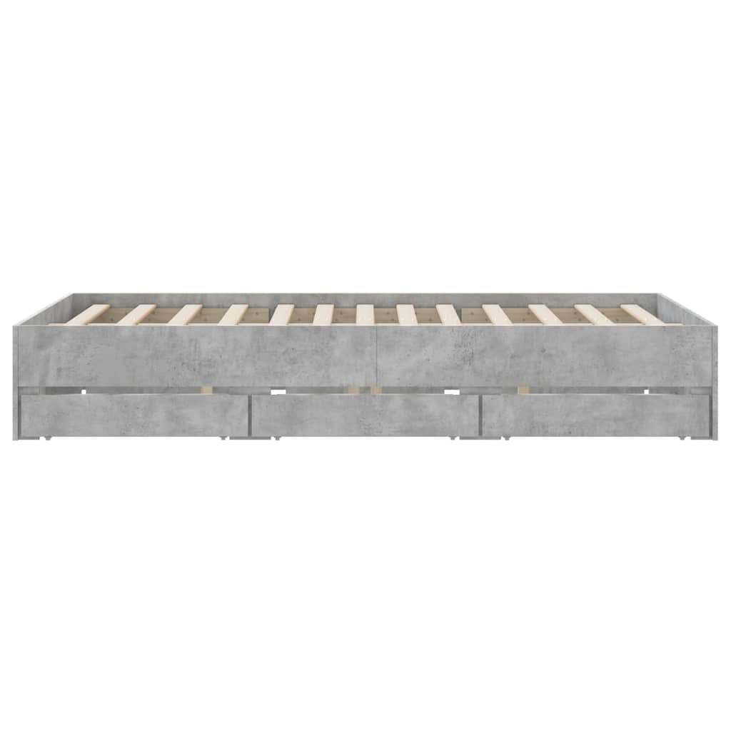 Bedframe met lades bewerkt hout betongrijs 140x190 cm is nu te koop bij PeponiXL, paradijselijk wonen!