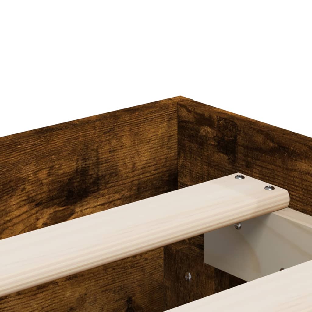 Bedframe met lades bewerkt hout gerookt eikenkleurig 140x190 cm is nu te koop bij PeponiXL, paradijselijk wonen!