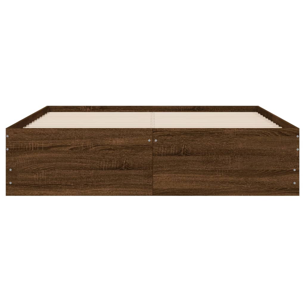 Bedframe met lades bewerkt hout bruin eikenkleur 135x190 cm is nu te koop bij PeponiXL, paradijselijk wonen!